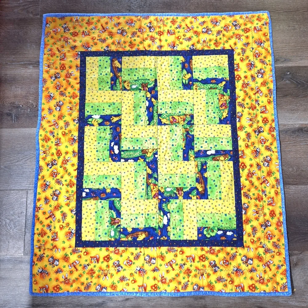 Handmade Colorful Patchwork Quilt, 34 X 44 Inches